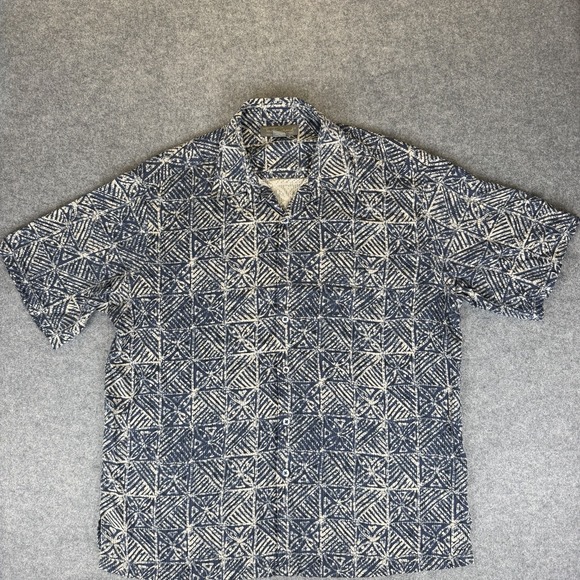 Tori Richard Other - Tori Richard Men's 100% Silk Hawaiian Shirt 2XL Blue Geometric Aloha Camp